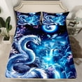 thumbnail image 2 of Manfei Chinese Dragon Print Twin Sheet Sets for Boys, Dreamy Waterfall Castle Twin Fitted Sheet, Psychedelic Japanese Style Flat Sheet, Lightweight Room Decor, 3pcs, 2 of 7