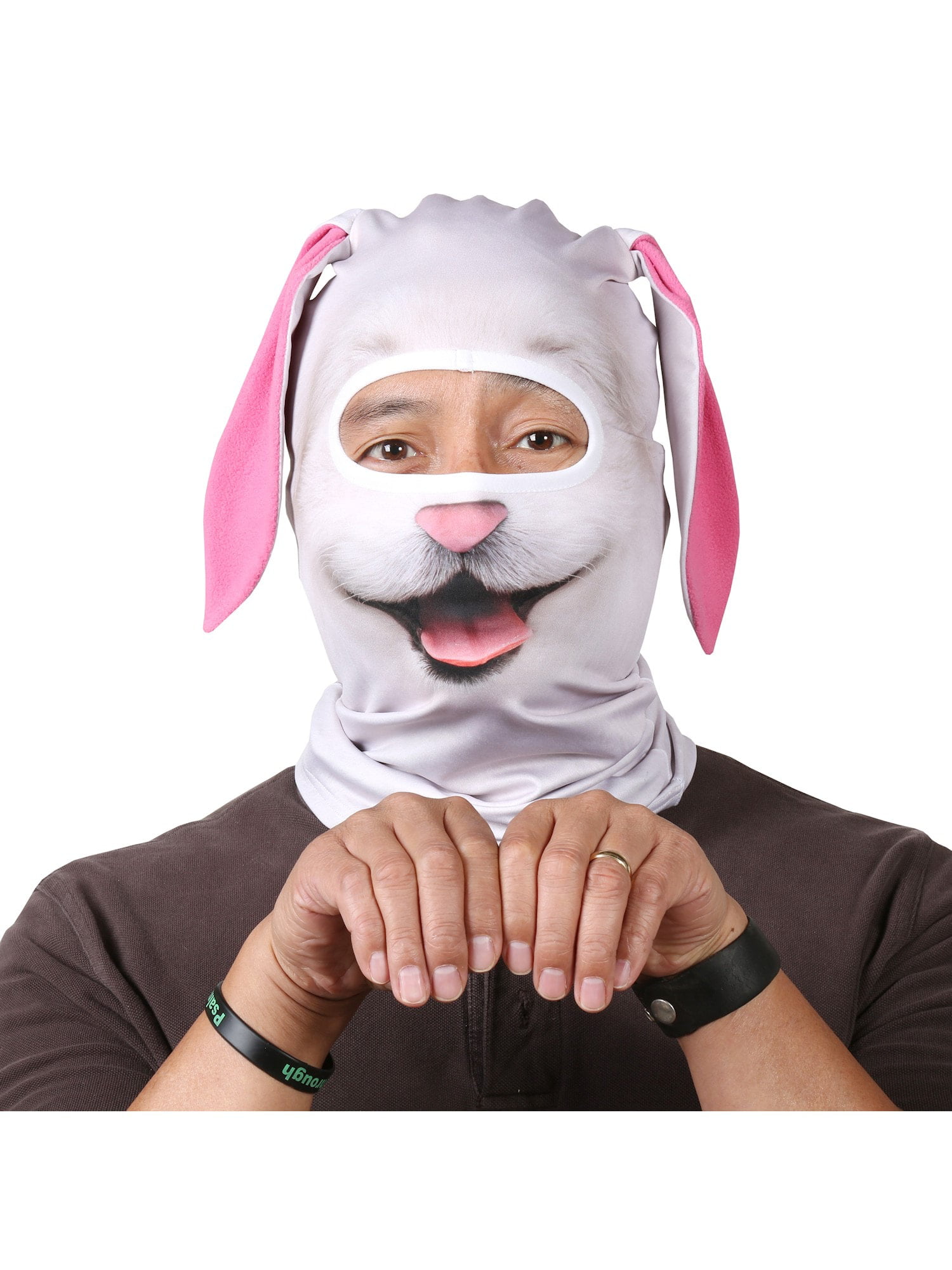 knit ski mask rabbit ears balaclava costume beanie adult teen Tan bunny hat