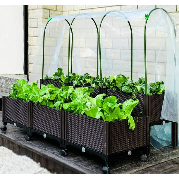 Plastic Square Raised Garden Bed Kit, Deck Vegetable Garden Kit