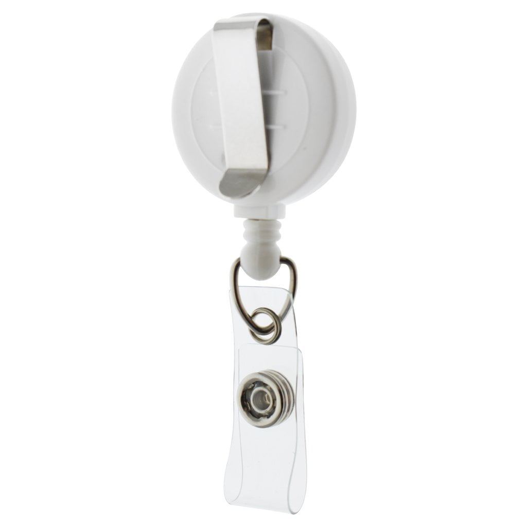 Bulk 100 Pack - Premium Retractable ID & Key-Card Badge Reels with Secure Metal Belt Clip and 34” Pull by Specialist ID (White)
