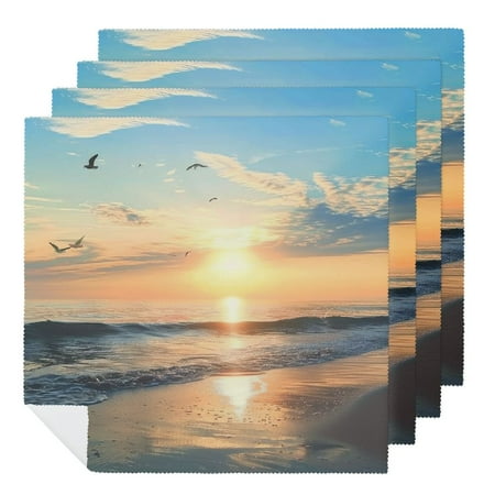 

Facannap Birds Sunset Cloth Napkins Hotel Home Banquet Atmosphere Polyester Farmhouse Party Decor Reusable 6 PCS