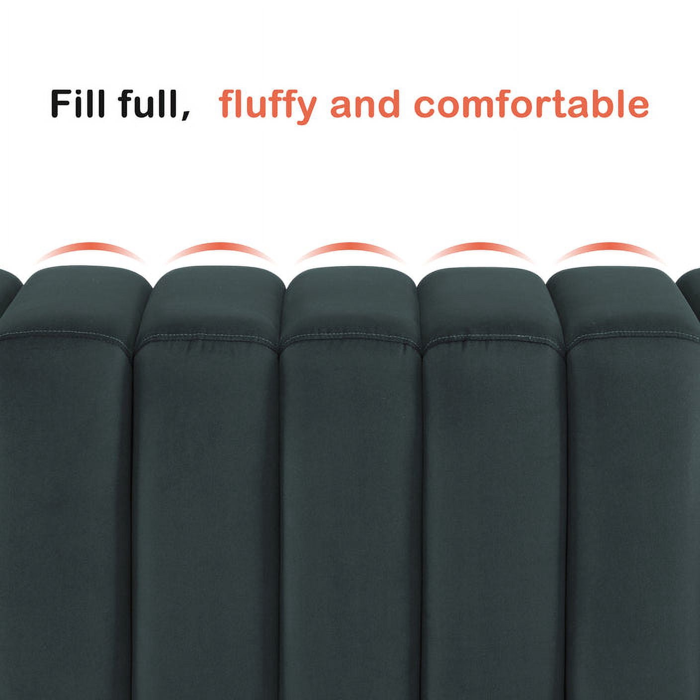 MCombo Waiting Room Benches, Guest Reception Lobby Chairs for Salon, Velvet Upholstered Ottoman for Bedroom Entryway 4698 (Dark Grey)