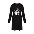 thumbnail image 5 of Taqqpue Womens Halloween Cotton Nightgown Long Sleeves Round Neck Sleepshirt Print Nightshirt Casual Plus Size Knee Length Sleep Dress Pullover Halloween Pumpkin Printed Sleep Shirt for Women, 5 of 6