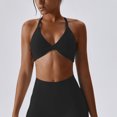 thumbnail image 4 of IBTOM CASTLE Workout Sets for Women 2 Piece Twist Front Halter Sports Bras High Waist Biker Full-Length Leggings Exercise Gym Yoga Outfit M Z-Black, 4 of 7