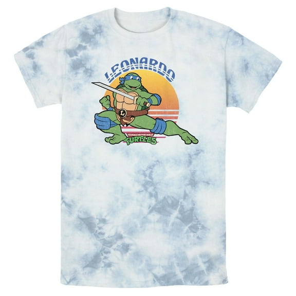 Men's Teenage Mutant Ninja Turtles Sunset Leonardo in Action Graphic Tee White/Blue X Large