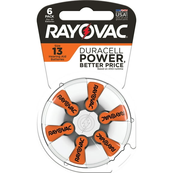 Rayovac Size 13 Hearing Aid Batteries (6 Pack), Size 13 Batteries