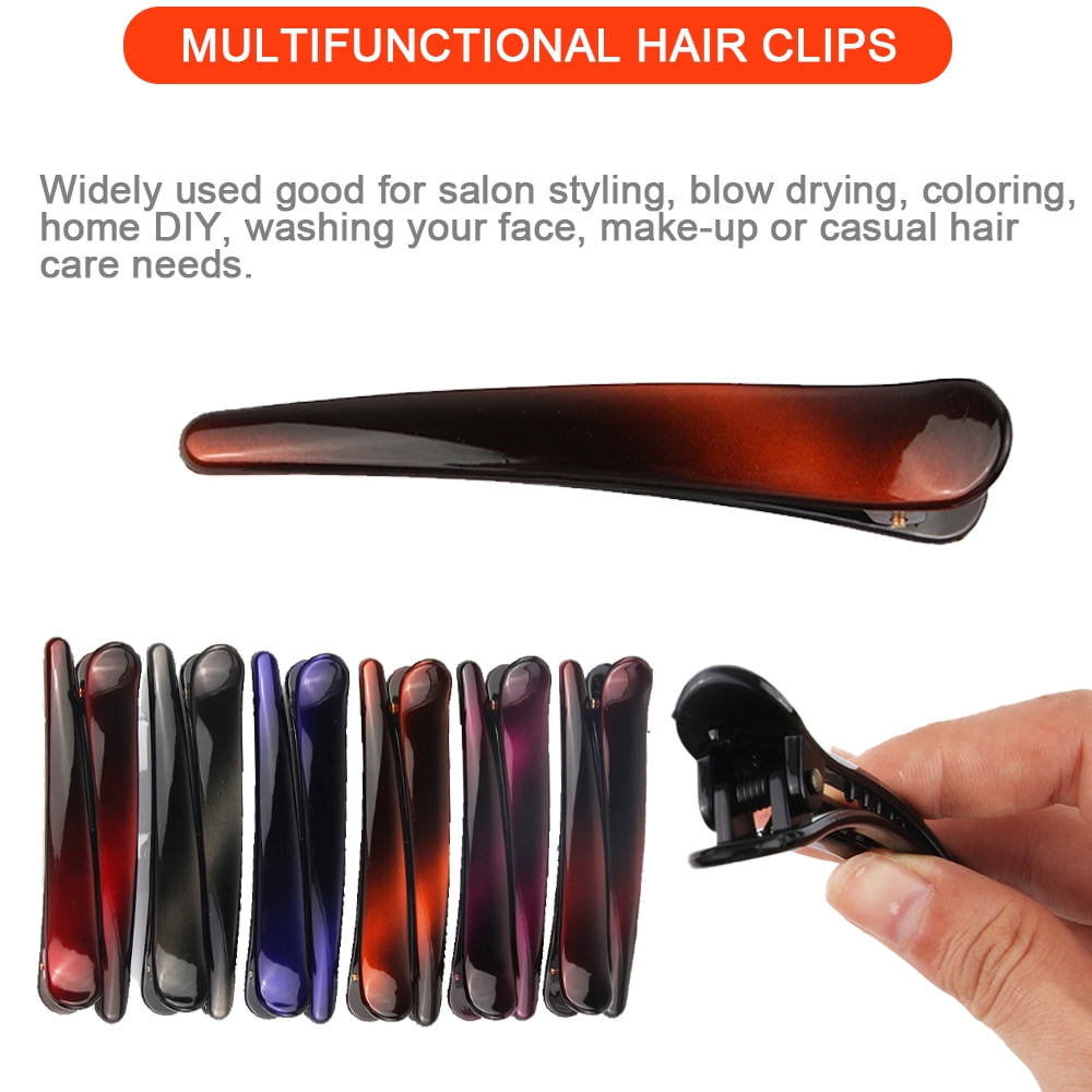 12 Stück Duckbill Haarclips – Glänzend Schwarz, Je 9,5 Cm, Für Friseurstyling & Alltag