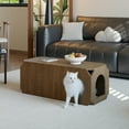 thumbnail image 3 of Pusnapku 39" Coffee Table, Farmhouse Rustic Center Table with Holes and Anti-Collision Corners, Wooden Rectangle Accent Table, for Living Room, 3 of 9