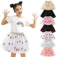 thumbnail image 5 of Girls Tutu Skirt Toddler Elastic Waist Cute Embroidery Mini Tulle Skirts Sweet Princess Party Big Girl's Clothes, Watermelon Red, 5 Years, 5 of 5