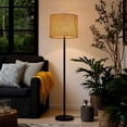 thumbnail image 5 of 2pcs Set Drum Lampshades (13"x 13"x 10"), Natural Light Wood Grain Texture Warm Oak Tones Fabric Large Replacement Shades for Table, Floor, and Pendant Lamps, Simple Assembly Needed., 5 of 8