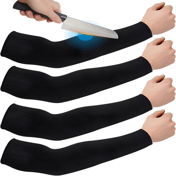 OQRKI 2 Pairs Arm Sleeves Guards Arm Protectors for Thin Skin and Bruising Protective Cut Resistant Sleeves for Men Women(Medium,Black)