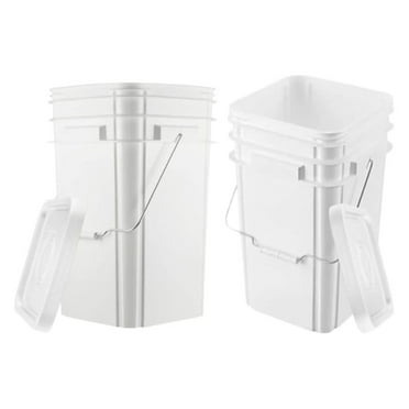 5 Gallon Square Food grade Bucket pail with Lid (Pack of 2) Made in USA containers