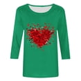 thumbnail image 5 of VKOYWKM T-Shirts Cœur d'Amour pour Femmes T-Shirts Journée Valentines T-Shirts Imprimé Cœur d'Amour Manches 3/4 Col Rond T-Shirts de Fête Cadeaux Journée Valentines, 5 of 5
