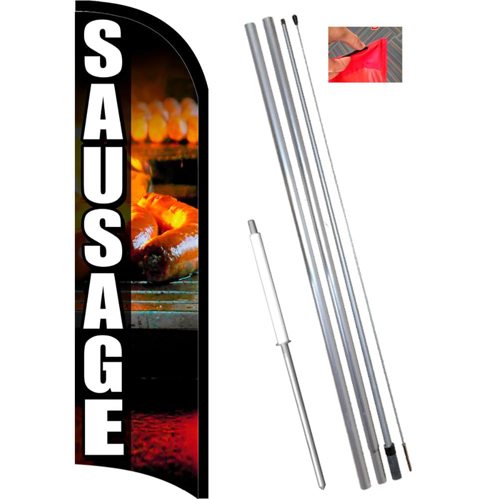 Details about   SAUSAGE Premium Windless-Style Feather Flag Bundle 14' OR Replacement Flag Only 