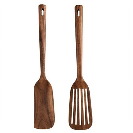 

2 PCS Wooden Spoons and Spatula for Cooking Sleek Cookware for Home