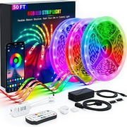 Ehomful 50ft LED Strip Lights with Color Changing and App Control for Bedroom, Party and Home Decoration