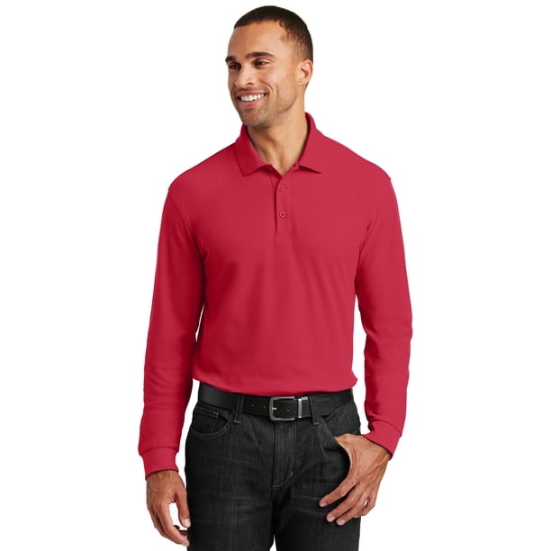 Polo de piqué clásico Core de manga larga de Port Authority®. K100LS Autoridad Portuaria K100LS