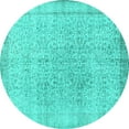 thumbnail image 1 of Ahgly Company Indoor Round Persian Turquoise Blue Traditional Area Rugs, 4' Round, 1 of 4