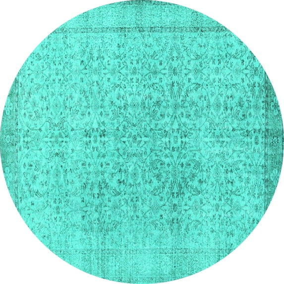 Ahgly Company Indoor Round Persian Turquoise Blue Traditional Area Rugs, 4' Round