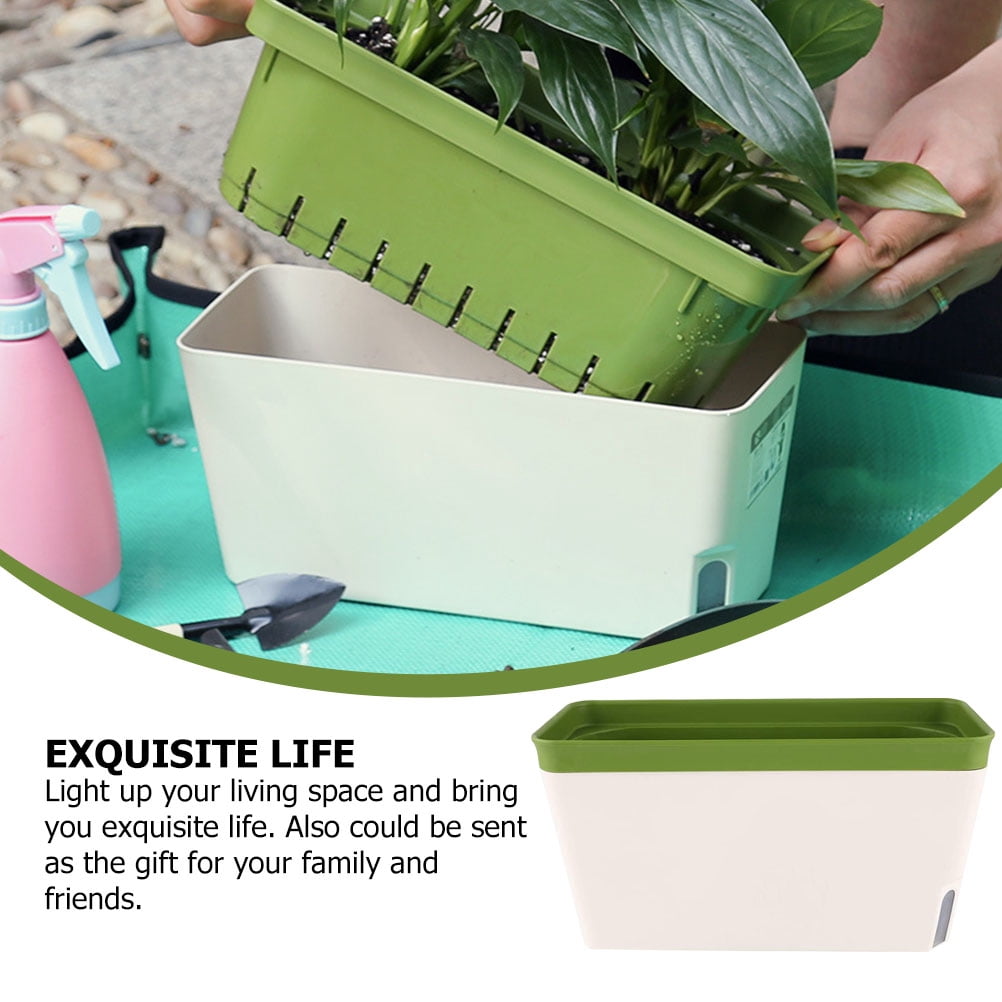 FELTECHELECTR Self Watering Pots Self-Watering Garden Planters Green Cotton Rope 2Pcs
