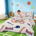 thumbnail image 3 of Manfei Sport King Bedding, Baseball Gamer King Bed in a Bag, Navy Red, Gray Reversible 7-Piece, 3 of 6