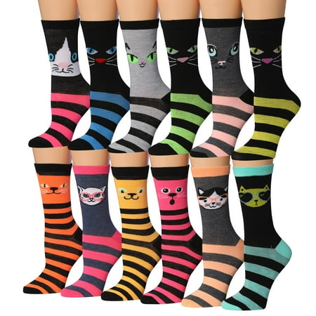 

Tipi Toe Women s 12 Pairs Colorful Patterned Crew Socks CR168-AB