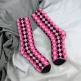 thumbnail image 5 of Rateoe pink and black argyle for Women Casual Calf Socks - Cute Crew Socks - Thin Soft Above Ankle Socks Size 5-11, 5 of 6