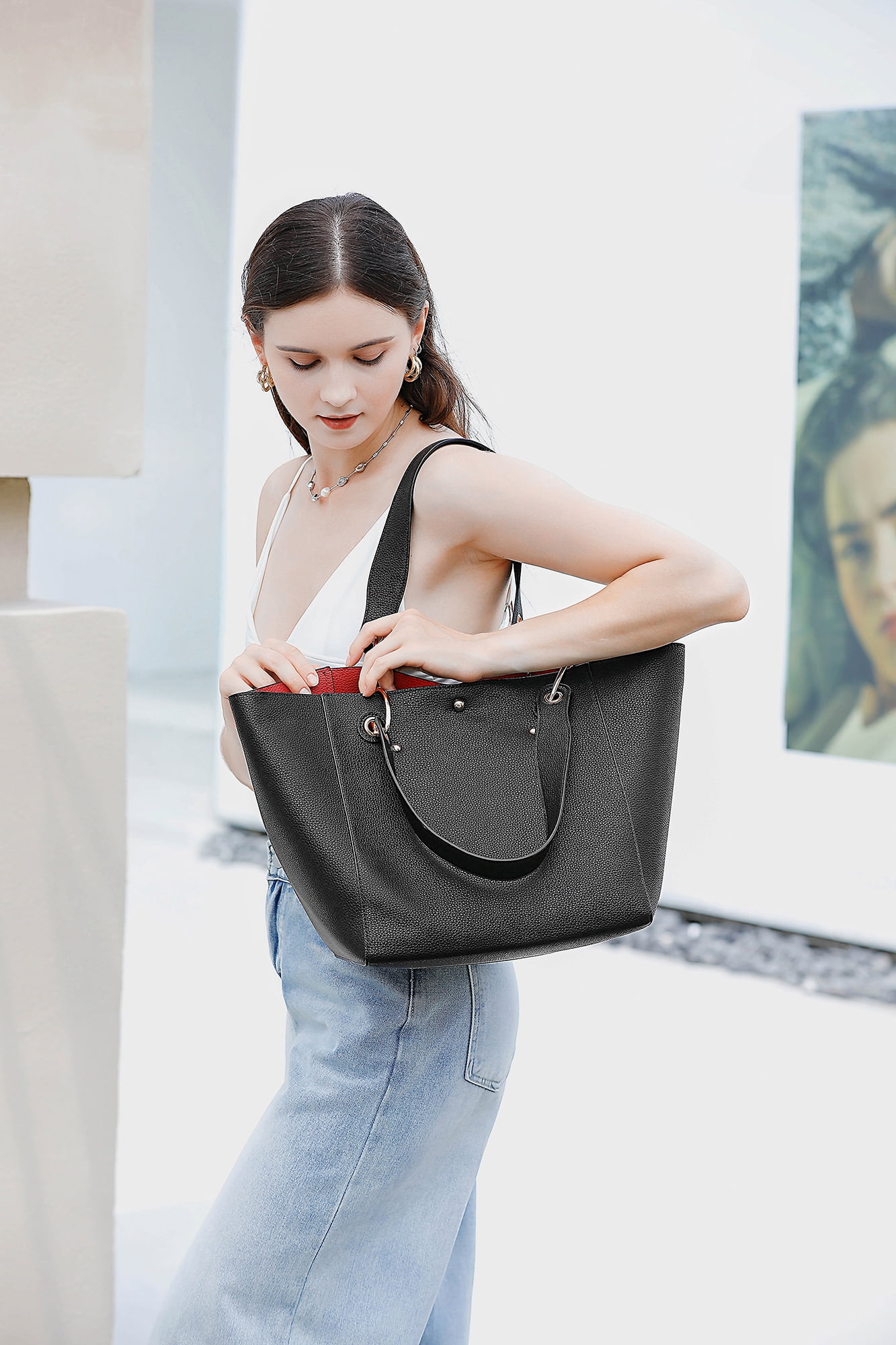 SQLP Large Work Tote Bag for Women Vegan Leather Travel Hndbags Womens Waterproof Shoulder Bag Big Crossbody Purse Commuter Bag