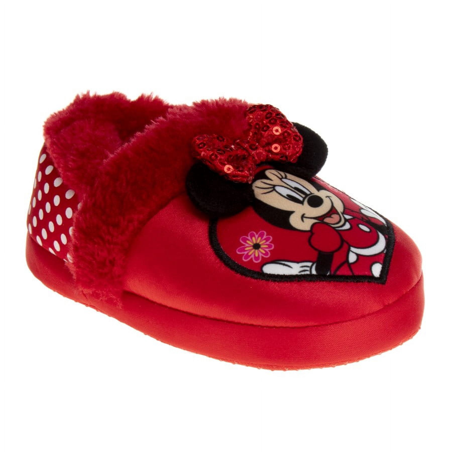 Disney Minnie Mouse "Fancy Minnie" Toddler Girls Dual Sizes Slippers, Red, 5-6