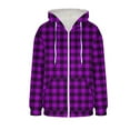 thumbnail image 6 of AUNVITO Women's Windbreaker Checkered Print Hooded Zipper Jacket with Drawstring & Pockets Lightweight Loose Fit Outdoor Coat, 6 of 6