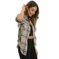thumbnail image 4 of Siliteelon Womens Flannel Shacket Button Down Plaid Long Sleeve Casual Business Blouse Top Fall Winter Outfits, 4 of 6