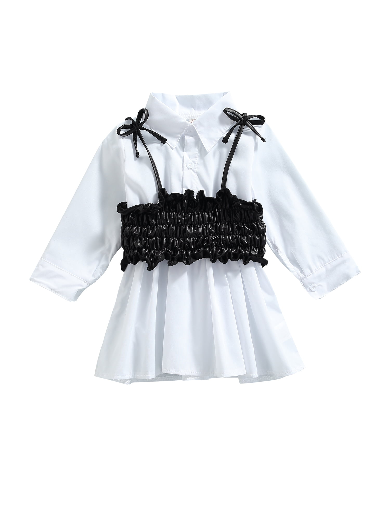 Canrulo 2Pcs Toddler Baby Girl Shirt Dress Outfits Long Sleeves Shirt