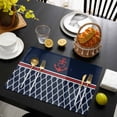 thumbnail image 3 of Navy Blue Morocco Placemats Set of 6, Red Ocean Nautical Anchor Stripe Placemats for Dining Table, Place Mats for Kitchen Tabletop, Waterproof Wipeable Dining Table Mats Set, 3 of 9