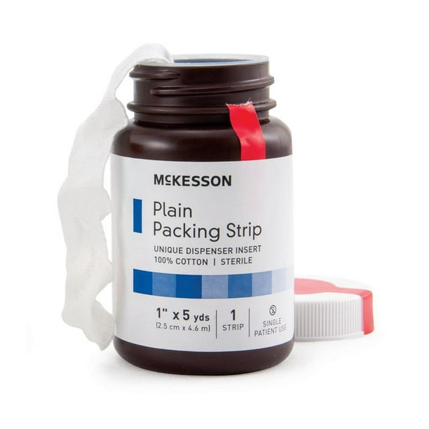 McKesson Wound Packing Strip, Sterile Cotton Gauze Strip, 1 in x 5 yd