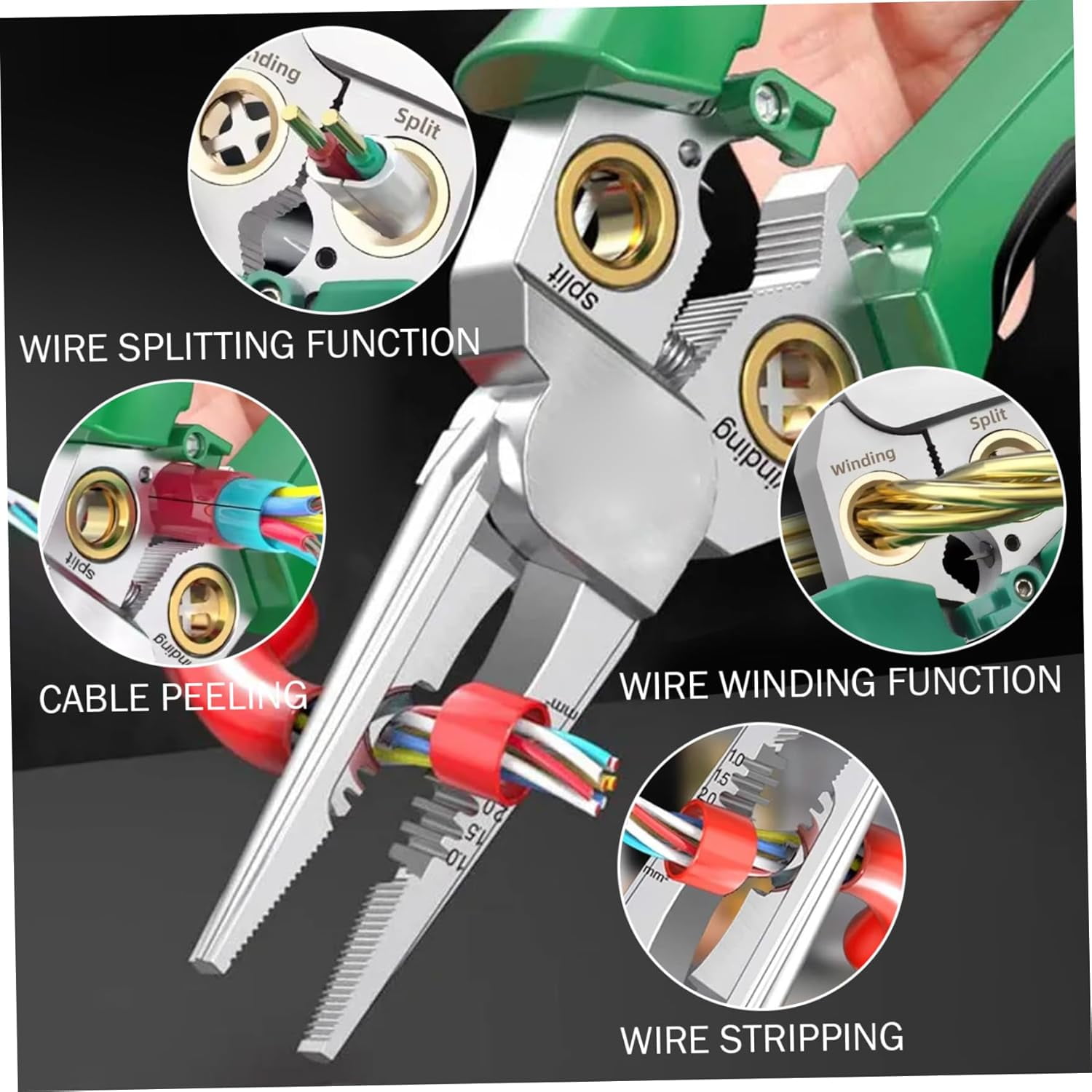 8-in-1 Wire Stripper with Voltage Tester, Stainless Steel Multi-Function Electrical Pliers with Non-Slip Grip for Electricians and DIY Projects Grey 8-in-1 Wire Stripper with Voltage Tester Strippers