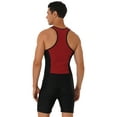 thumbnail image 3 of YEAHDOR Mens Zipper Swimwear Rash Guard Stretchy Racer Back One-Piece Surfing Swimming Jumpsuit Red XXL, 3 of 7