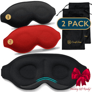 ComfiTime Memory Foam Sleep Mask - 2Pack 100% Blackout 3D Eye Mask for Sleeping, Eye Covers for Men & Women, Contour Blindfold with Nose Baffle for Adult, Soft Travel Eye Blinders Night Mask