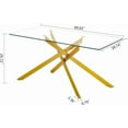 thumbnail image 3 of 60" Rectangular Glass Dining Table, Modern Kitchen Table with Tempered Glass Tabletop and X-Shape Metal Pedestal, Clear Glass Dining Room Table for Home Kitchen, 3 of 15