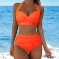thumbnail image 2 of kamemir Womens Swimsuits Tummy Control Backless 3 Piece Printing Adjustable Multi Color Suits Cute Vacation Beach Wear(Orange,M), 2 of 6