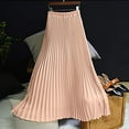 thumbnail image 4 of JINMGG Womens Plus Size Clearance $5 Womens Solid Pleated Elegant Midi Elastic Waist Maxi Skirt Pink Free Size, 4 of 6