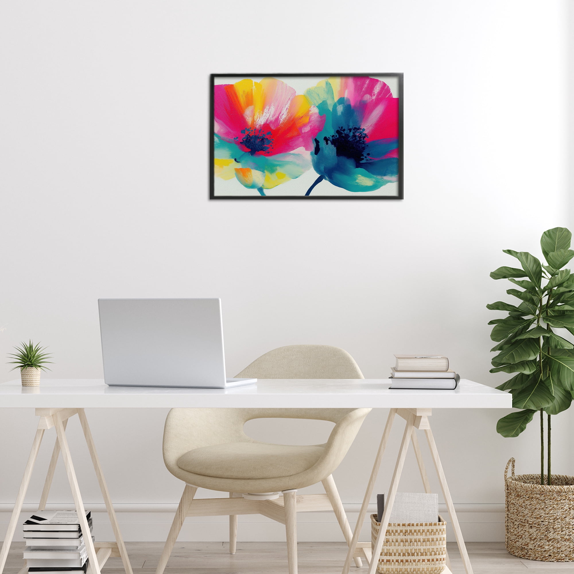 Stupell Industries Two Colorful Poppies Black Framed Giclee Art, design by Chromatic Storm Studio