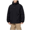 thumbnail image 3 of Bmawag Mens Outdoor Jacket with Hoodies Waterproof Windproof Fleece Lined Big and Tall Men's Solid Color Raincoats Windbreakers with Pockets for Sport Outdoor Hiking Gift for Men Black XXL, 3 of 8