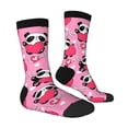 thumbnail image 3 of Uemuo Panda Heart Valentine Pink Pattern Women's Crew Socks, Soft Durable Breathable Moisture-Wicking with Odor Control Cotton socks, 3 of 9