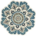 thumbnail image 6 of Ox Bay Erica 5' Round Ivory/Teal Floral Medallion Indoor Area Rug, 6 of 6