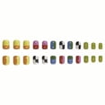 thumbnail image 3 of Press on Nails Short Square Fake Nails Glossy Glue on Nails Colorful Plaid Acrylic Nails Squoval Artificial Nails Rainbow Mosaic Squares Stick on False Nails with Design 24 pcs 05200Colorful 0.04, 3 of 4