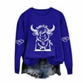 thumbnail image 3 of Women Cow Sweatshirt Funny Cute Graphic Long Sleeve Fleece Pullover Top Western Cowgirl Casual Shirts Fall Outfits, 3 of 4
