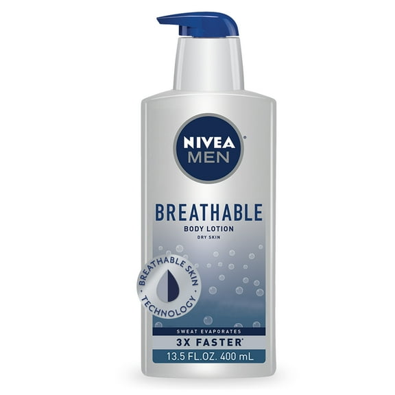 NIVEA MEN Breathable Body Lotion for Dry Skin, Fast-Absorbing, Lightweight, 13.5 fl oz