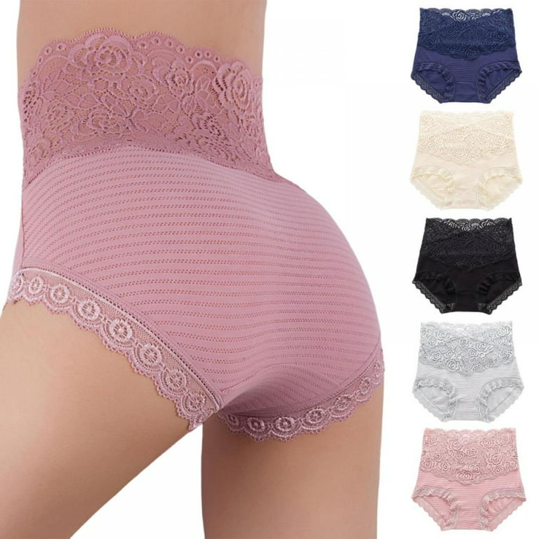 Women High Waist Abdominal Panties V-shaped Solid Lace Briefs Underwear  Cotton Antibacterial Hip Lifting Underwear