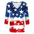 thumbnail image 4 of Gamivast Womens 4th of July 3/4 Length Sleeve Womens Tops Usa Flag Print V Neck Summer Shirts Casual Elbow Length Shirt Red M Placed Recently by Me,the Past Month, 4 of 4
