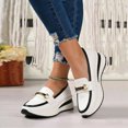 thumbnail image 3 of Women's Slip On Platform Wedge Loafers Lightweight Leather Wide Toe Box Tennis Shoes Comfortable Walking Sneakers Black Size 7.5, 3 of 5